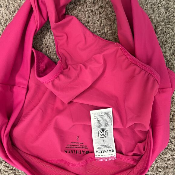 NWT Athleta High Waist Bikini Bottom Pink Sz Large - Picture 5 of 5